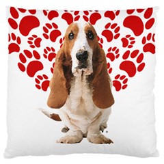 Basset Hound Gift T- Shirt Funny Basset Hound Valentine Heart Paw Basset Hound Dog Lover Valentine C Yoga Reflexion Pose T- Shirtyoga Reflexion Pose T- Shirt Standard Premium Plush Fleece Cushion Case by hizuto