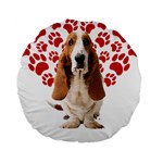 Basset Hound Gift T- Shirt Funny Basset Hound Valentine Heart Paw Basset Hound Dog Lover Valentine C Yoga Reflexion Pose T- Shirtyoga Reflexion Pose T- Shirt Standard 15  Premium Flano Round Cushions Front