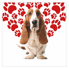 Basset Hound Gift T- Shirt Funny Basset Hound Valentine Heart Paw Basset Hound Dog Lover Valentine C Yoga Reflexion Pose T- Shirtyoga Reflexion Pose T- Shirt Square Satin Scarf (36  X 36 ) by hizuto