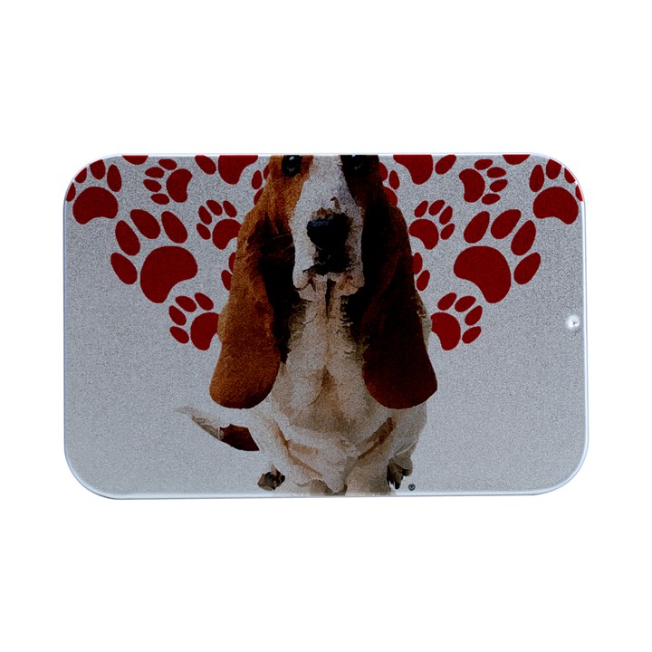 Basset Hound Gift T- Shirt Funny Basset Hound Valentine Heart Paw Basset Hound Dog Lover Valentine C Yoga Reflexion Pose T- Shirtyoga Reflexion Pose T- Shirt Open Lid Metal Box (Silver)  