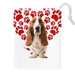 Basset Hound Gift T- Shirt Funny Basset Hound Valentine Heart Paw Basset Hound Dog Lover Valentine C Yoga Reflexion Pose T- Shirtyoga Reflexion Pose T- Shirt Drawstring Pouch (5xl) by hizuto