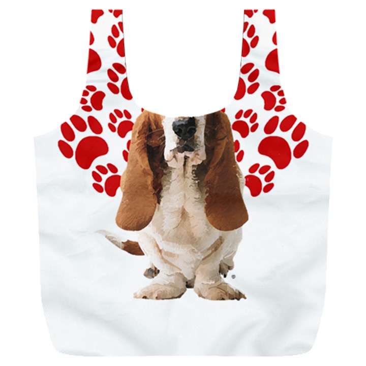 Basset Hound Gift T- Shirt Funny Basset Hound Valentine Heart Paw Basset Hound Dog Lover Valentine C Yoga Reflexion Pose T- Shirtyoga Reflexion Pose T- Shirt Full Print Recycle Bag (XXL)