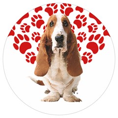 Basset Hound Gift T- Shirt Funny Basset Hound Valentine Heart Paw Basset Hound Dog Lover Valentine C Yoga Reflexion Pose T- Shirtyoga Reflexion Pose T- Shirt Round Trivet by hizuto