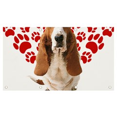 Basset Hound Gift T- Shirt Funny Basset Hound Valentine Heart Paw Basset Hound Dog Lover Valentine C Yoga Reflexion Pose T- Shirtyoga Reflexion Pose T- Shirt Banner And Sign 7  X 4  by hizuto