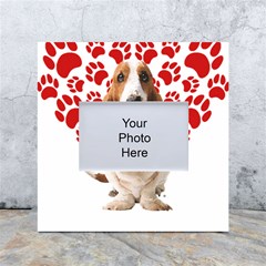 Basset Hound Gift T- Shirt Funny Basset Hound Valentine Heart Paw Basset Hound Dog Lover Valentine C Yoga Reflexion Pose T- Shirtyoga Reflexion Pose T- Shirt White Box Photo Frame 4  X 6  by hizuto