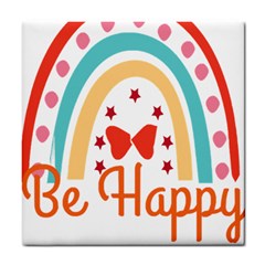 Be Happy And Smile T- Shirt Be Happy T- Shirt Yoga Reflexion Pose T- Shirtyoga Reflexion Pose T- Shirt Tile Coaster by hizuto