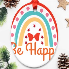 Be Happy And Smile T- Shirt Be Happy T- Shirt Yoga Reflexion Pose T- Shirtyoga Reflexion Pose T- Shirt Ornament (oval) by hizuto