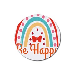 Be Happy And Smile T- Shirt Be Happy T- Shirt Yoga Reflexion Pose T- Shirtyoga Reflexion Pose T- Shirt Rubber Round Coaster (4 Pack) by hizuto