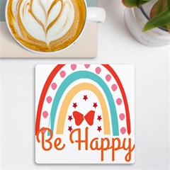 Be Happy And Smile T- Shirt Be Happy T- Shirt Yoga Reflexion Pose T- Shirtyoga Reflexion Pose T- Shirt Uv Print Square Tile Coaster  by hizuto