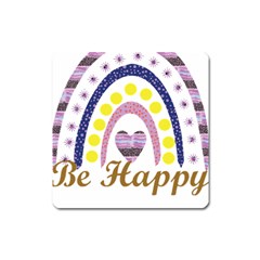 Be Happy T- Shirt Be Happy T- Shirt Yoga Reflexion Pose T- Shirtyoga Reflexion Pose T- Shirt Square Magnet by hizuto