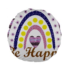 Be Happy T- Shirt Be Happy T- Shirt Yoga Reflexion Pose T- Shirtyoga Reflexion Pose T- Shirt Standard 15  Premium Round Cushions by hizuto