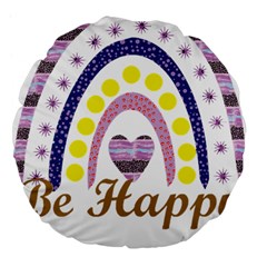 Be Happy T- Shirt Be Happy T- Shirt Yoga Reflexion Pose T- Shirtyoga Reflexion Pose T- Shirt Large 18  Premium Flano Round Cushions by hizuto