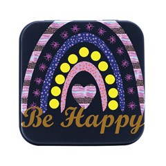 Be Happy T- Shirt Be Happy T- Shirt Yoga Reflexion Pose T- Shirtyoga Reflexion Pose T- Shirt Square Metal Box (black) by hizuto