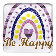 Be Happy T- Shirt Be Happy T- Shirt Yoga Reflexion Pose T- Shirtyoga Reflexion Pose T- Shirt Square Glass Fridge Magnet (4 Pack)