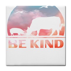 Be Kind To Animals Or Ill Kill You T- Shirt Vegan Be Kind Farm Animal Design Dairy Cow And Pig T- Sh Yoga Reflexion Pose T- Shirtyoga Reflexion Pose T- Shirt Tile Coaster by hizuto