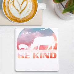 Be Kind To Animals Or Ill Kill You T- Shirt Vegan Be Kind Farm Animal Design Dairy Cow And Pig T- Sh Yoga Reflexion Pose T- Shirtyoga Reflexion Pose T- Shirt Uv Print Square Tile Coaster  by hizuto