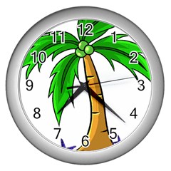 Beach Coconut Tree T- Shirt Beach Coconut Tree T- Shirt Yoga Reflexion Pose T- Shirtyoga Reflexion Pose T- Shirt Wall Clock (silver) by hizuto