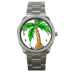 Beach Coconut Tree T- Shirt Beach Coconut Tree T- Shirt Yoga Reflexion Pose T- Shirtyoga Reflexion Pose T- Shirt Sport Metal Watch by hizuto