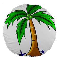 Beach Coconut Tree T- Shirt Beach Coconut Tree T- Shirt Yoga Reflexion Pose T- Shirtyoga Reflexion Pose T- Shirt Large 18  Premium Flano Round Cushions