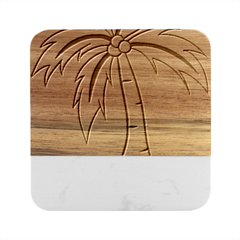 Beach Coconut Tree T- Shirt Beach Coconut Tree T- Shirt Yoga Reflexion Pose T- Shirtyoga Reflexion Pose T- Shirt Marble Wood Coaster (square) by hizuto