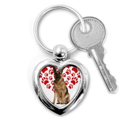 Belgian Malinois Gift T- Shirt Cool Belgian Malinois Valentine Heart Paw Belgian Malinois Dog Lover Yoga Reflexion Pose T- Shirtyoga Reflexion Pose T- Shirt Key Chain (heart) by hizuto