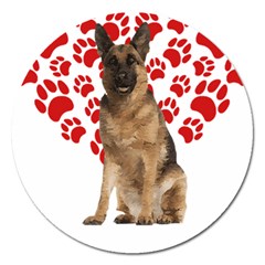 Belgian Malinois Gift T- Shirt Cool Belgian Malinois Valentine Heart Paw Belgian Malinois Dog Lover Yoga Reflexion Pose T- Shirtyoga Reflexion Pose T- Shirt Magnet 5  (round) by hizuto