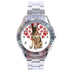 Belgian Malinois Gift T- Shirt Cool Belgian Malinois Valentine Heart Paw Belgian Malinois Dog Lover Yoga Reflexion Pose T- Shirtyoga Reflexion Pose T- Shirt Stainless Steel Analogue Watch by hizuto