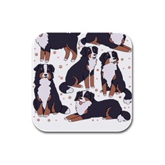 Bernese Mountain Dog T- Shirtbernese Mountain Dog Illustration T- Shirt Yoga Reflexion Pose T- Shirtyoga Reflexion Pose T- Shirt Rubber Square Coaster (4 Pack) by hizuto