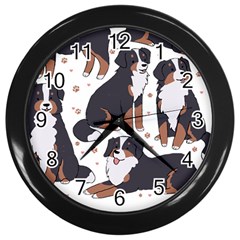 Bernese Mountain Dog T- Shirtbernese Mountain Dog Illustration T- Shirt Yoga Reflexion Pose T- Shirtyoga Reflexion Pose T- Shirt Wall Clock (black) by hizuto