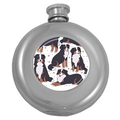 Bernese Mountain Dog T- Shirtbernese Mountain Dog Illustration T- Shirt Yoga Reflexion Pose T- Shirtyoga Reflexion Pose T- Shirt Round Hip Flask (5 Oz) by hizuto