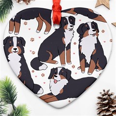 Bernese Mountain Dog T- Shirtbernese Mountain Dog Illustration T- Shirt Yoga Reflexion Pose T- Shirtyoga Reflexion Pose T- Shirt Heart Ornament (two Sides) by hizuto