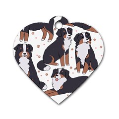 Bernese Mountain Dog T- Shirtbernese Mountain Dog Illustration T- Shirt Yoga Reflexion Pose T- Shirtyoga Reflexion Pose T- Shirt Dog Tag Heart (two Sides) by hizuto