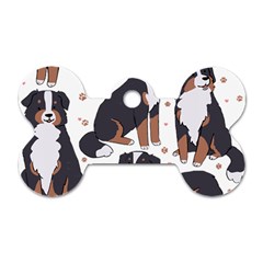 Bernese Mountain Dog T- Shirtbernese Mountain Dog Illustration T- Shirt Yoga Reflexion Pose T- Shirtyoga Reflexion Pose T- Shirt Dog Tag Bone (two Sides) by hizuto