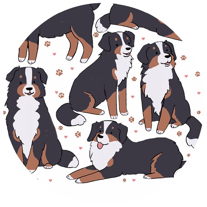 Bernese Mountain Dog T- Shirtbernese Mountain Dog Illustration T- Shirt Yoga Reflexion Pose T- Shirtyoga Reflexion Pose T- Shirt Wooden Puzzle Round