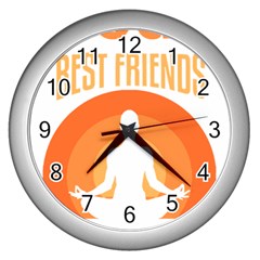 Best Friend T- Shirt Cool Dog Pet Saying T- Shirt Yoga Reflexion Pose T- Shirtyoga Reflexion Pose T- Shirt Wall Clock (silver) by hizuto