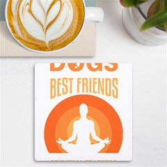 Best Friend T- Shirt Cool Dog Pet Saying T- Shirt Yoga Reflexion Pose T- Shirtyoga Reflexion Pose T- Shirt Uv Print Square Tile Coaster  by hizuto