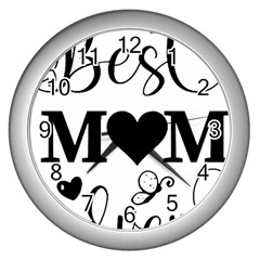 Best Mom Ever Gift T- Shirt Best Knitting Mom Ever T- Shirt Yoga Reflexion Pose T- Shirtyoga Reflexion Pose T- Shirt Wall Clock (silver) by hizuto