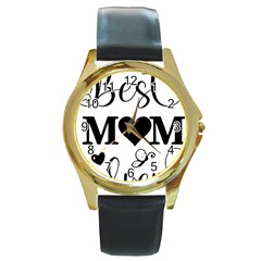 Best Mom Ever Gift T- Shirt Best Knitting Mom Ever T- Shirt Yoga Reflexion Pose T- Shirtyoga Reflexion Pose T- Shirt Round Gold Metal Watch