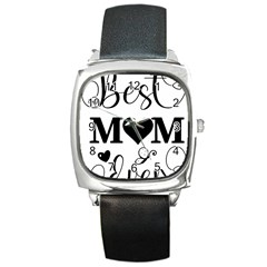 Best Mom Ever Gift T- Shirt Best Knitting Mom Ever T- Shirt Yoga Reflexion Pose T- Shirtyoga Reflexion Pose T- Shirt Square Metal Watch by hizuto