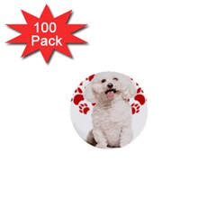 Bichon Frise Gift T- Shirt Cool Bichon Frise Valentine Heart Paw Bichon Frise Dog Lover Valentine Co Yoga Reflexion Pose T- Shirtyoga Reflexion Pose T- Shirt 1  Mini Buttons (100 Pack)  by hizuto