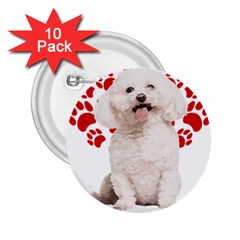 Bichon Frise Gift T- Shirt Cool Bichon Frise Valentine Heart Paw Bichon Frise Dog Lover Valentine Co Yoga Reflexion Pose T- Shirtyoga Reflexion Pose T- Shirt 2 25  Buttons (10 Pack)  by hizuto