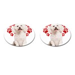 Bichon Frise Gift T- Shirt Cool Bichon Frise Valentine Heart Paw Bichon Frise Dog Lover Valentine Co Yoga Reflexion Pose T- Shirtyoga Reflexion Pose T- Shirt Cufflinks (Oval) Front(Pair)