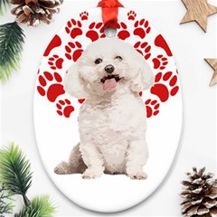 Bichon Frise Gift T- Shirt Cool Bichon Frise Valentine Heart Paw Bichon Frise Dog Lover Valentine Co Yoga Reflexion Pose T- Shirtyoga Reflexion Pose T- Shirt Oval Ornament (two Sides) by hizuto