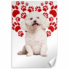 Bichon Frise Gift T- Shirt Cool Bichon Frise Valentine Heart Paw Bichon Frise Dog Lover Valentine Co Yoga Reflexion Pose T- Shirtyoga Reflexion Pose T- Shirt Canvas 12  X 18  by hizuto