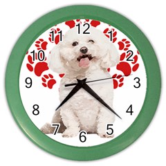 Bichon Frise Gift T- Shirt Cool Bichon Frise Valentine Heart Paw Bichon Frise Dog Lover Valentine Co Yoga Reflexion Pose T- Shirtyoga Reflexion Pose T- Shirt Color Wall Clock by hizuto