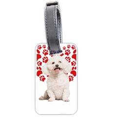 Bichon Frise Gift T- Shirt Cool Bichon Frise Valentine Heart Paw Bichon Frise Dog Lover Valentine Co Yoga Reflexion Pose T- Shirtyoga Reflexion Pose T- Shirt Luggage Tag (one Side) by hizuto