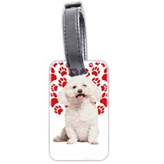 Bichon Frise Gift T- Shirt Cool Bichon Frise Valentine Heart Paw Bichon Frise Dog Lover Valentine Co Yoga Reflexion Pose T- Shirtyoga Reflexion Pose T- Shirt Luggage Tag (two Sides) by hizuto