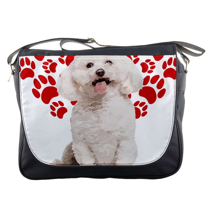 Bichon Frise Gift T- Shirt Cool Bichon Frise Valentine Heart Paw Bichon Frise Dog Lover Valentine Co Yoga Reflexion Pose T- Shirtyoga Reflexion Pose T- Shirt Messenger Bag