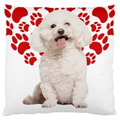 Bichon Frise Gift T- Shirt Cool Bichon Frise Valentine Heart Paw Bichon Frise Dog Lover Valentine Co Yoga Reflexion Pose T- Shirtyoga Reflexion Pose T- Shirt Large Cushion Case (one Side) by hizuto