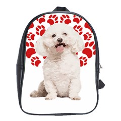 Bichon Frise Gift T- Shirt Cool Bichon Frise Valentine Heart Paw Bichon Frise Dog Lover Valentine Co Yoga Reflexion Pose T- Shirtyoga Reflexion Pose T- Shirt School Bag (xl) by hizuto